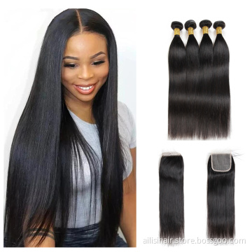 Best Hair Bundle Vendors Thick Brazilian Hair Bundles With Closure Bone Straight Human Hair Bundles With Closure